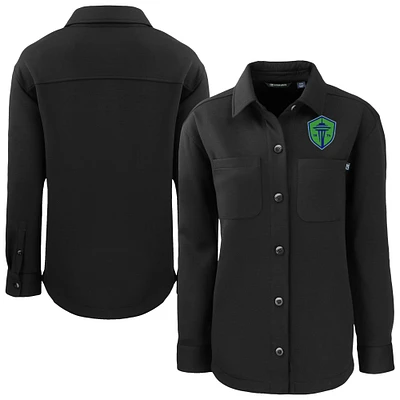 Women's Cutter & Buck  Black Seattle Sounders FC Roam Eco Recycled Shirt Jacket