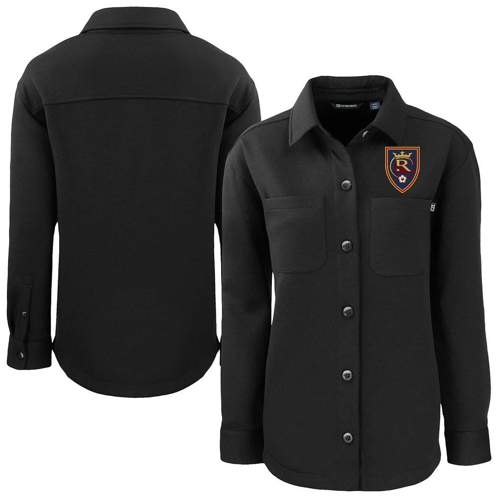 Women's Cutter & Buck Black Real Salt Lake Roam Eco Recycled Shirt Jacket