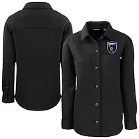 Women's Cutter & Buck  Black San Jose Earthquakes Roam Eco Recycled Shirt Jacket