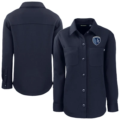Women's Cutter & Buck  Navy Sporting Kansas City Roam Eco Recycled Shirt Jacket