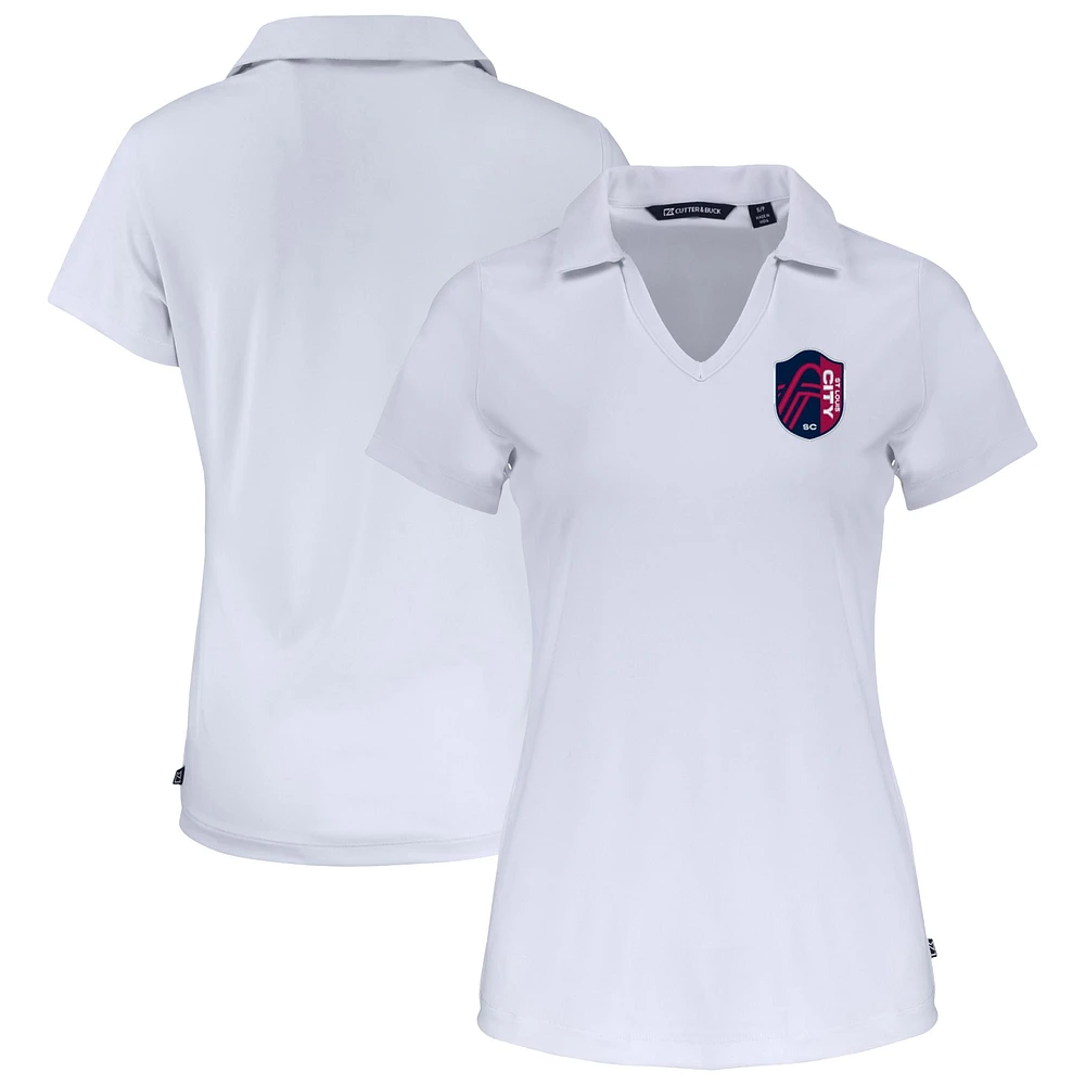 Women's Cutter & Buck White St. Louis City SC Daybreak Eco Recycled V-Neck Polo