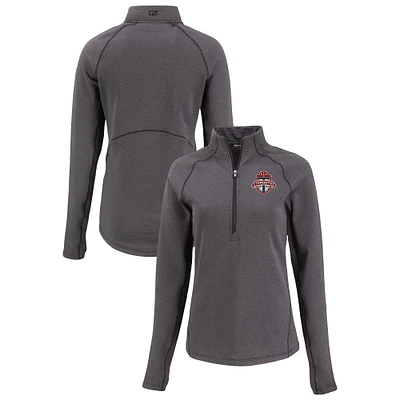 Women's Cutter & Buck Heather Toronto FC Peshastin Eco Fleece Recycled Half-Zip Pullover Top