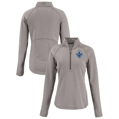 Women's Cutter & Buck  Heather Gray Vancouver Whitecaps FC Peshastin Eco Fleece Recycled Half-Zip Pullover Top