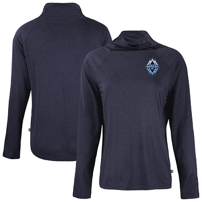 Women's Cutter & Buck  Navy Vancouver Whitecaps FC Coastline Epic Comfort Eco Recycled Funnel-Neck Top