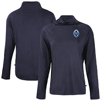 Women's Cutter & Buck  Navy Vancouver Whitecaps FC Coastline Epic Comfort Eco Recycled Funnel-Neck Top