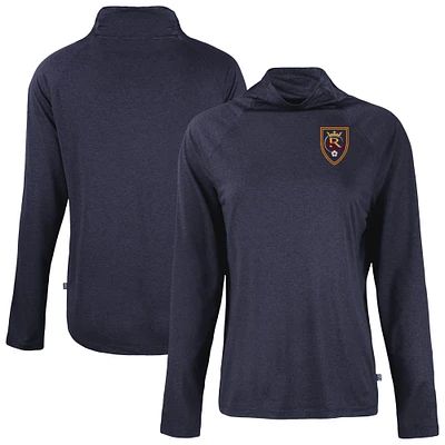 Women's Cutter & Buck  Navy Real Salt Lake Coastline Epic Comfort Eco Recycled Funnel-Neck Top