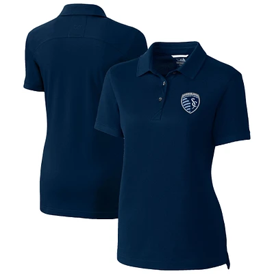 Women's Cutter & Buck  Navy Sporting Kansas City Advantage Eco Tri-Blend Pique Polo