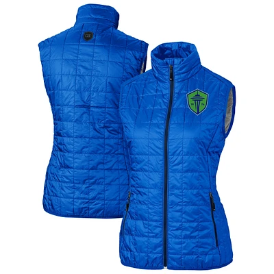 Women's Cutter & Buck  Royal Seattle Sounders FC Rainier PrimaLoft Eco Insulated Full-Zip Printed Puffer Vest