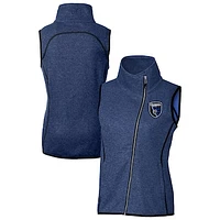 Women's Cutter & Buck Heather San Jose Earthquakes Mainsail Sweater-Knit Full-Zip Asymmetrical Vest