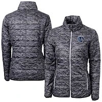 Women's Cutter & Buck  Black Sporting Kansas City Rainier PrimaLoft Eco Insulated Full-Zip Printed Puffer Jacket