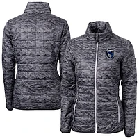 Women's Cutter & Buck  Black San Jose Earthquakes Rainier PrimaLoft Eco Insulated Full-Zip Printed Puffer Jacket