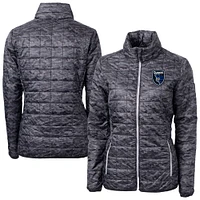 Women's Cutter & Buck  Black San Jose Earthquakes Rainier PrimaLoft Eco Insulated Full-Zip Printed Puffer Jacket