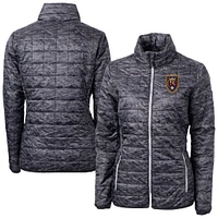 Women's Cutter & Buck  Black Real Salt Lake Rainier PrimaLoft Eco Insulated Full-Zip Printed Puffer Jacket