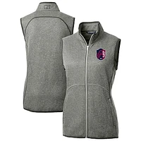 Women's Cutter & Buck  Heather Gray St. Louis City SC Mainsail Sweater-Knit Full-Zip Vest