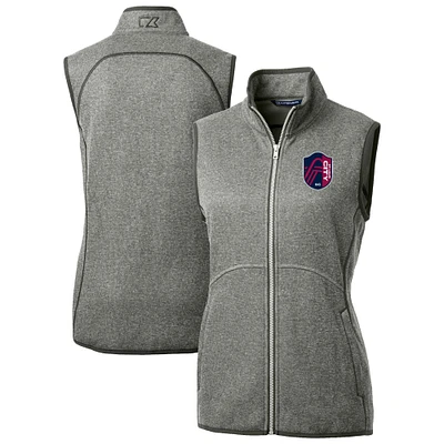 Women's Cutter & Buck  Heather Gray St. Louis City SC Mainsail Sweater-Knit Full-Zip Vest