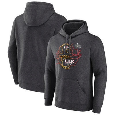 Men's Fanatics  Heather Charcoal Kansas City Chiefs Super Bowl LIX Local Fleece Pullover Hoodie