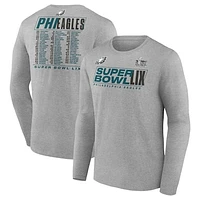 Men's Fanatics  Heather Gray Philadelphia Eagles Super Bowl LIX Roster Long Sleeve T-Shirt