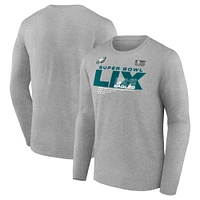 Men's Fanatics  Heather Gray Philadelphia Eagles Super Bowl LIX Quick Pass Long Sleeve T-Shirt