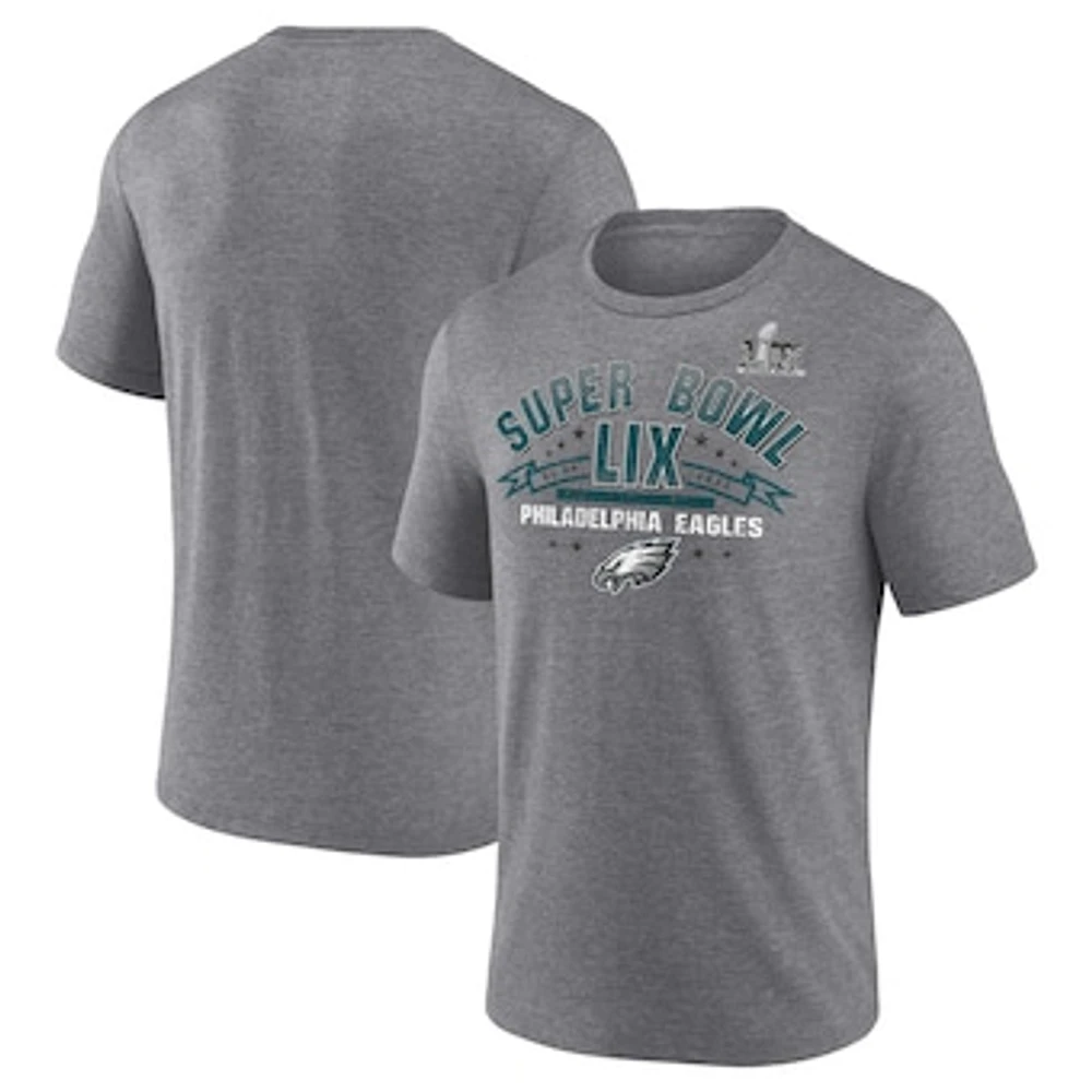 Men's Fanatics  Heather Gray Philadelphia Eagles Super Bowl LIX Made It Tri-Blend T-Shirt