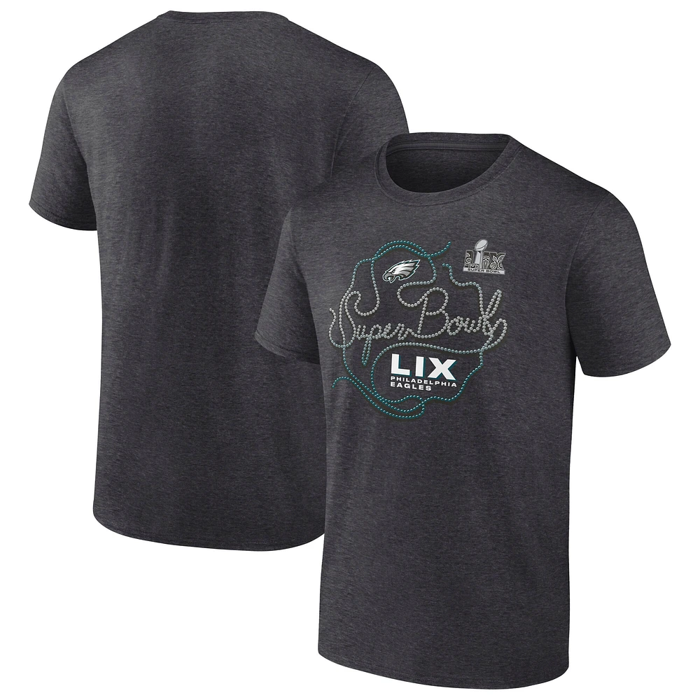 Men's Fanatics  Heather Charcoal Philadelphia Eagles Super Bowl LIX Local T-Shirt