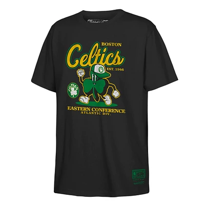 Youth Mitchell & Ness Black Boston Celtics Retro Mascot Script T-Shirt