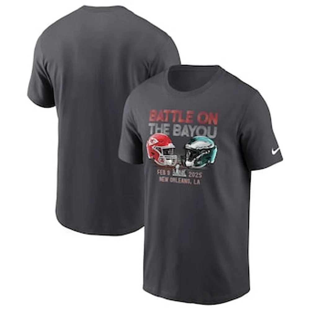 Men's Nike Anthracite Kansas City Chiefs vs. Philadelphia Eagles Super Bowl LIX Matchup T-Shirt