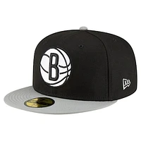 Men's New Era Black/White Brooklyn Nets 2-Tone 59FIFTY Fitted Hat