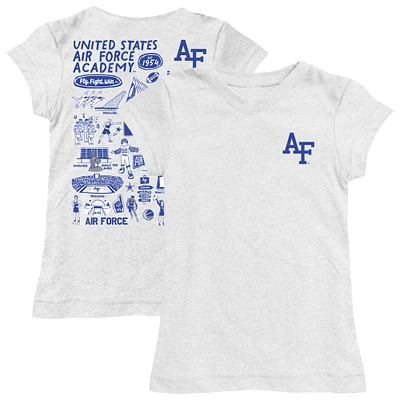 Girls Youth Vive La Fete  White Air Force Falcons Impressions Artwork Fitted T-Shirt