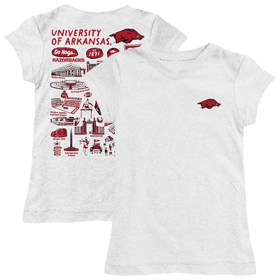 Youth Vive La Fete  White Arkansas Razorbacks Impressions Artwork Fitted T-Shirt