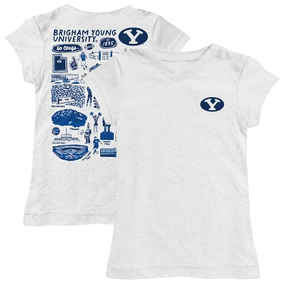 Youth Vive La Fete  White BYU Cougars Impressions Artwork Fitted T-Shirt