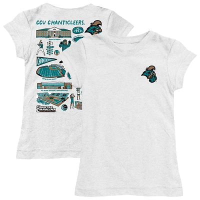 Youth Vive La Fete  White Coastal Carolina Chanticleers Impressions Artwork Fitted T-Shirt