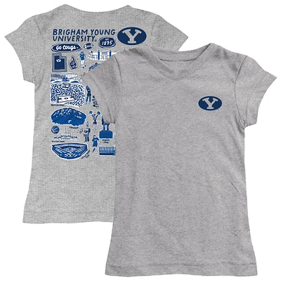 Youth Vive La Fete  Heather Gray BYU Cougars Impressions Artwork Fitted T-Shirt