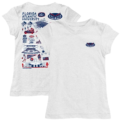 Youth Vive La Fete  White Florida Atlantic Owls Impressions Artwork Fitted T-Shirt