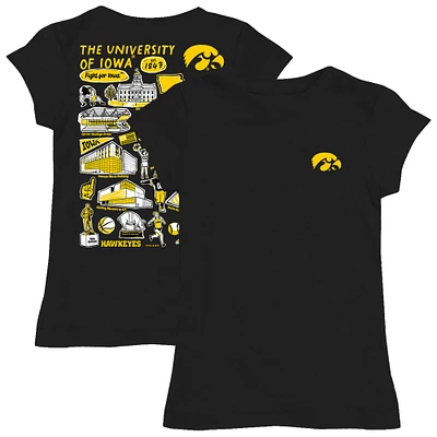 Youth Vive La Fete  Black Iowa Hawkeyes Impressions Artwork Fitted T-Shirt