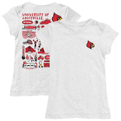 Youth Vive La Fete  White Louisville Cardinals Impressions Artwork Fitted T-Shirt