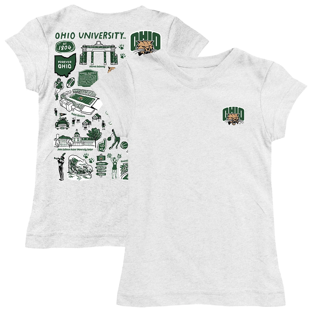 Youth Vive La Fete White Ohio Bobcats Impressions Artwork Fitted T-Shirt