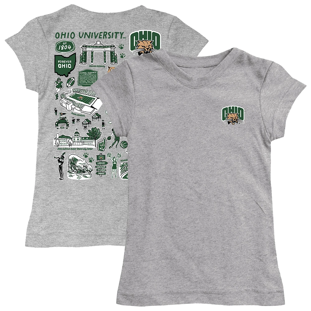Youth Vive La Fete Gray Ohio Bobcats Impressions Artwork Fitted T-Shirt