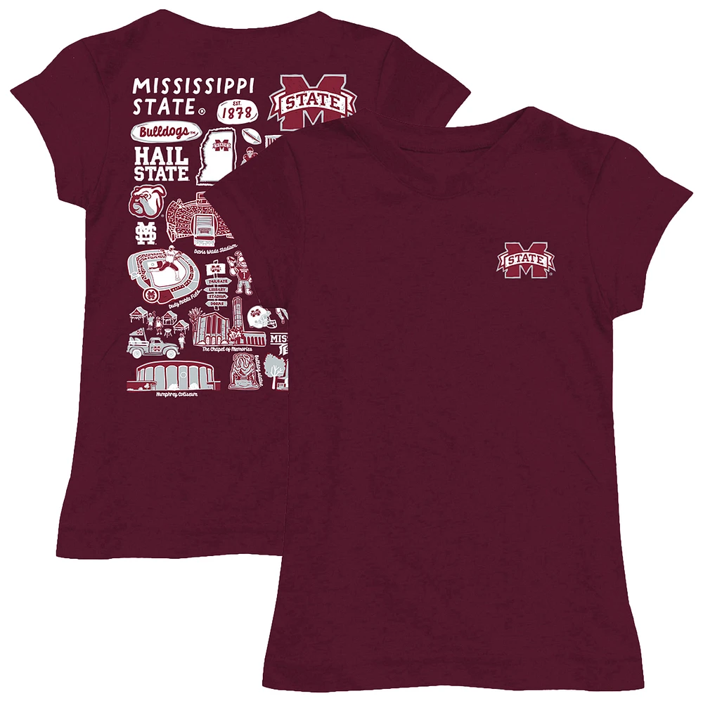 Youth Vive La Fete Maroon Mississippi State Bulldogs Impressions Artwork Fitted T-Shirt