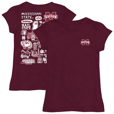 Youth Vive La Fete  Maroon Mississippi State Bulldogs Impressions Artwork Fitted T-Shirt