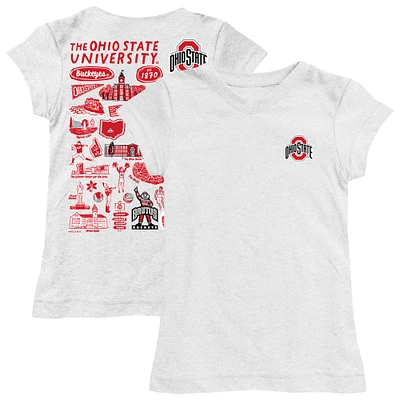 Youth Vive La Fete  White Ohio State Buckeyes Impressions Artwork Fitted T-Shirt