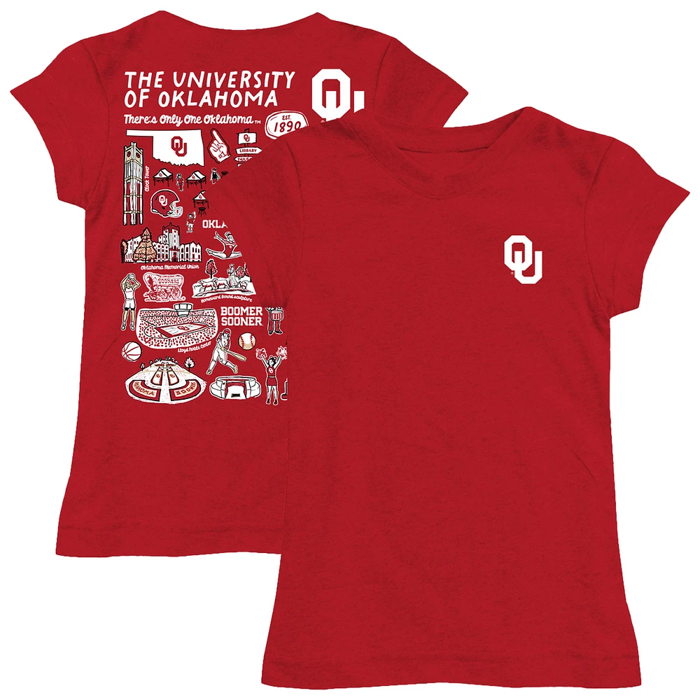 Youth Vive La Fete Crimson Oklahoma Sooners Impressions Artwork Fitted T-Shirt