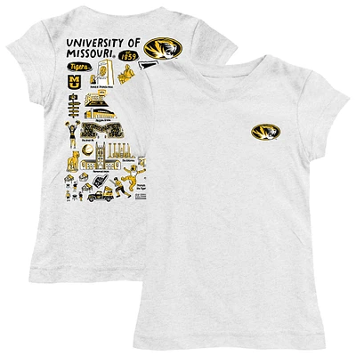 Youth Vive La Fete  White Missouri Tigers Impressions Artwork Fitted T-Shirt