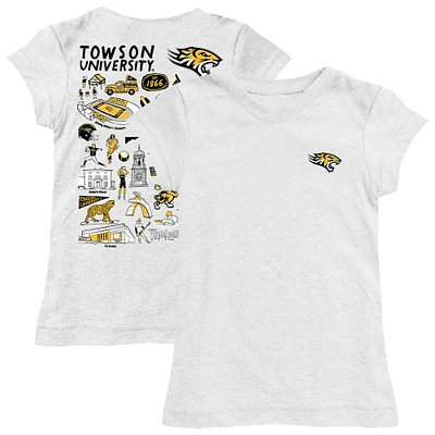Youth Vive La Fete  White Towson Tigers Impressions Artwork Fitted T-Shirt