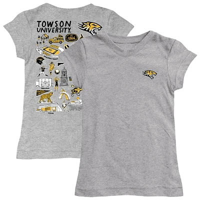 Youth Vive La Fete  Heather Gray Towson Tigers Impressions Artwork Fitted T-Shirt