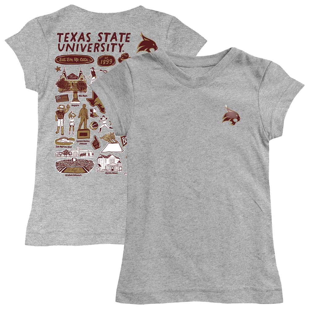 Youth Vive La Fete Heather Gray Texas State Bobcats Impressions Artwork Fitted T-Shirt