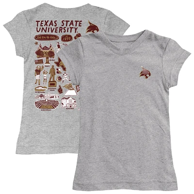 Youth Vive La Fete  Heather Gray Texas State Bobcats Impressions Artwork Fitted T-Shirt