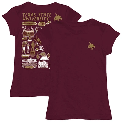 Youth Vive La Fete  Maroon Texas State Bobcats Impressions Artwork Fitted T-Shirt