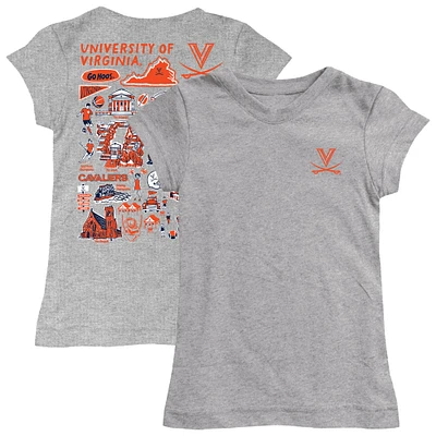 Youth Vive La Fete  Heather Gray Virginia Cavaliers Impressions Artwork Fitted T-Shirt