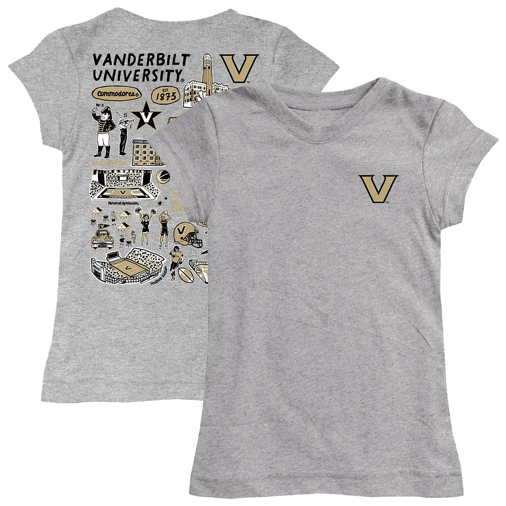 Youth Vive La Fete Heather Gray Vanderbilt Commodores Impressions Artwork Fitted T-Shirt