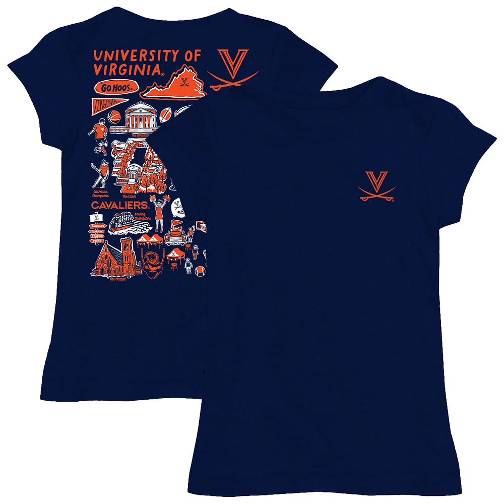 Youth Vive La Fete Navy Virginia Cavaliers Impressions Artwork Fitted T-Shirt